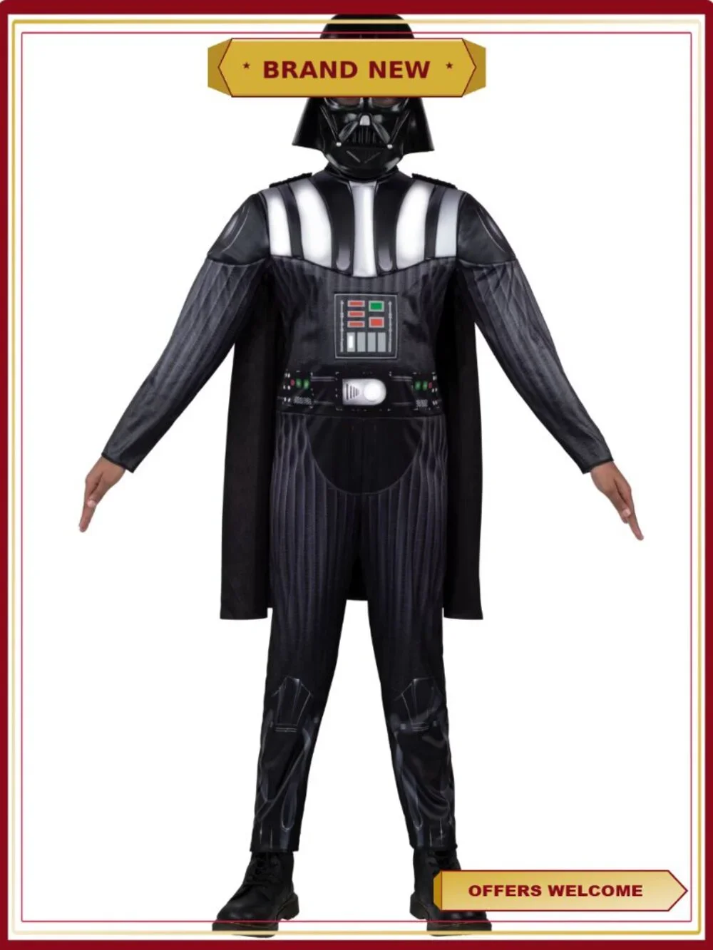 Darth Vader Halloween Costume Boys Size S Jumpsuit Mask Cape for Kids